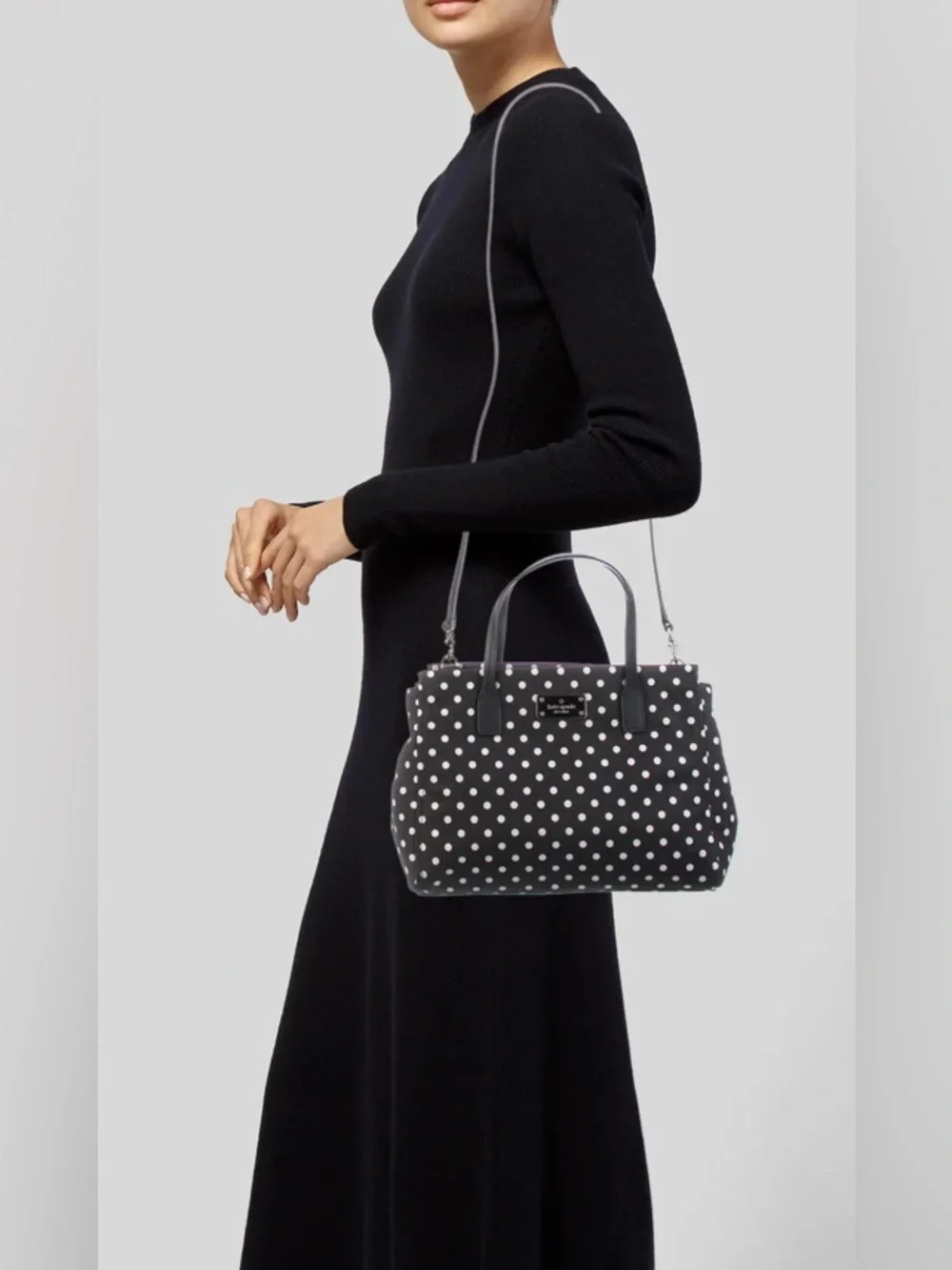 Kate Spade ♠️- EUC-Black/Blue/White Polka Dot Small Loden Blake Avenue Nylon Bag